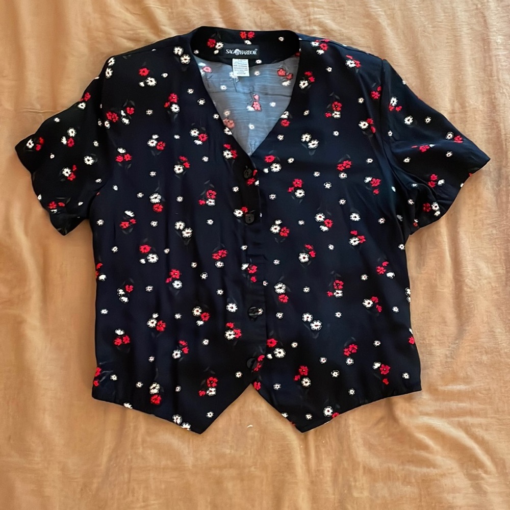 Vintage Floral Tie-Back Blouse